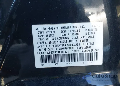 2016 Acura Ilx Premium Package/Technology Plus Package из США, поврежденный, VIN 19UDE2F71GA014935